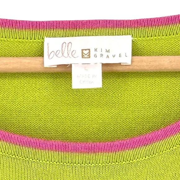 Belle by Kim Gravel Preppy Rainbow Cuff Sweater Women's Size Large Boat Neck - Picture 5 of 6